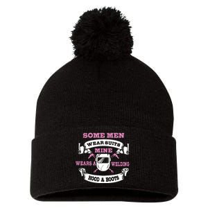 Some Wear Suits Mine Wear Welding Hoods Welder Pom Pom 12in Knit Beanie