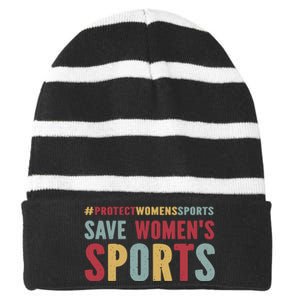 Save Woman Sports Striped Beanie with Solid Band