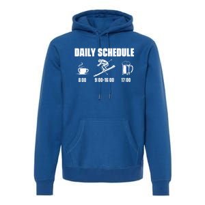 Skiing Winter Sports Gift Daily Schedule Ski Mountains Skiing Gift Premium Hoodie