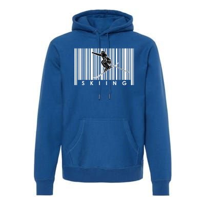 Skiing Winter Snow Sports Gift Skier Skis Mountains Skiing Funny Gift Premium Hoodie