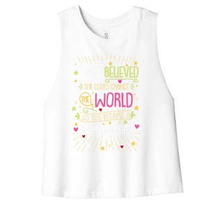 Social Worker She Believed She Could Change World Great Gift Women's Racerback Cropped Tank