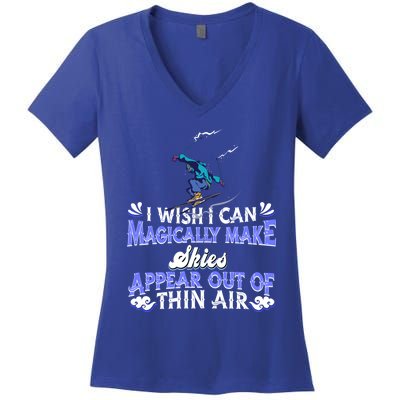 Skiing Winter Sports Funny Gift Magical Skier Ski Mountains Skiing Gift Women's V-Neck T-Shirt