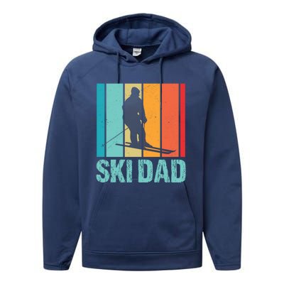 Ski Winter Skiing Ski Dad Gift Performance Fleece Hoodie