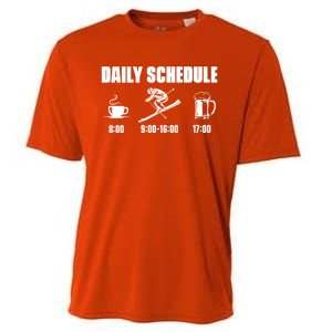 Skiing Winter Sports Gift Daily Schedule Ski Mountains Skiing Gift Cooling Performance Crew T-Shirt