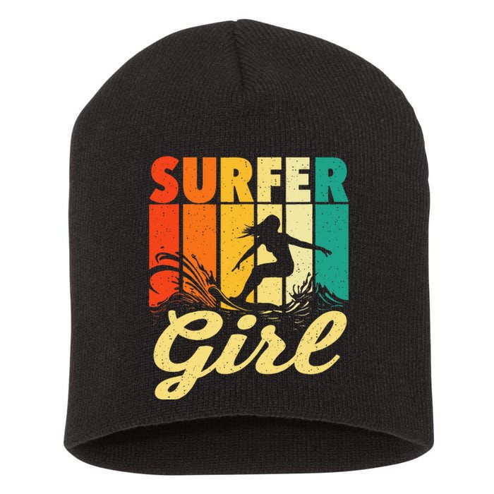 Surfer Waves Surfing Trainer Surfboard Lover Short Acrylic Beanie