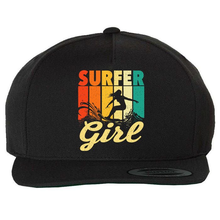 Surfer Waves Surfing Trainer Surfboard Lover Wool Snapback Cap