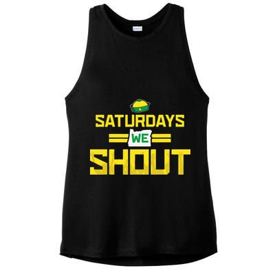 Saturdays We Shout For Oregon Ladies PosiCharge Tri-Blend Wicking Tank