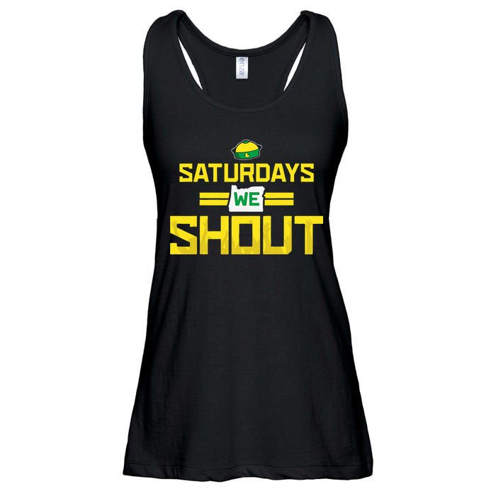 Saturdays We Shout For Oregon Ladies Essential Flowy Tank