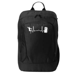 Skiing Winter Sports Gift Heartbeat Ekg Skier Ski Skiing Gift City Backpack