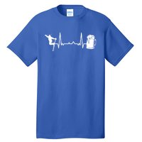 Skiing Winter Sports Gift Heartbeat Ekg Skier Ski Skiing Gift Tall T-Shirt