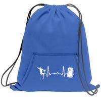 Skiing Winter Sports Gift Heartbeat Ekg Skier Ski Skiing Gift Sweatshirt Cinch Pack Bag