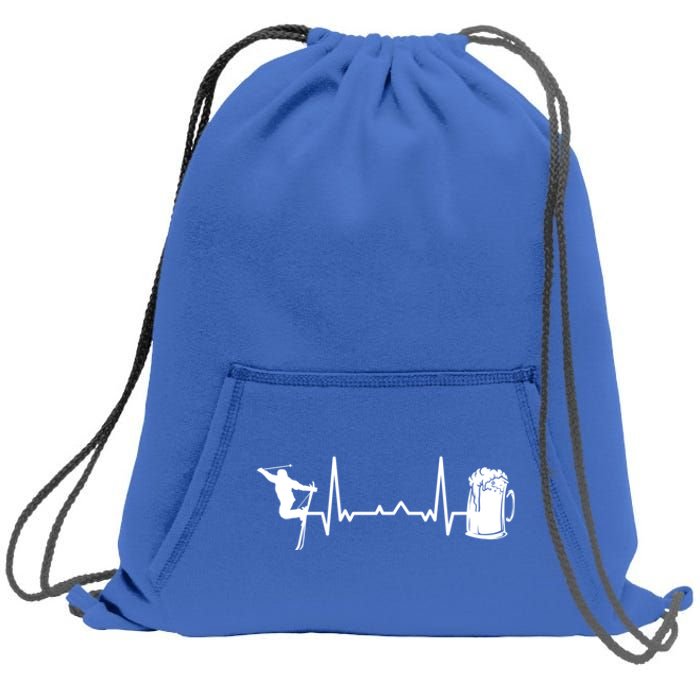 Skiing Winter Sports Gift Heartbeat Ekg Skier Ski Skiing Gift Sweatshirt Cinch Pack Bag