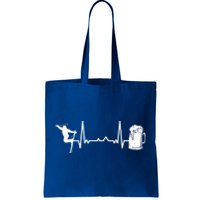 Skiing Winter Sports Gift Heartbeat Ekg Skier Ski Skiing Gift Tote Bag