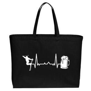 Skiing Winter Sports Gift Heartbeat Ekg Skier Ski Skiing Gift Cotton Canvas Jumbo Tote