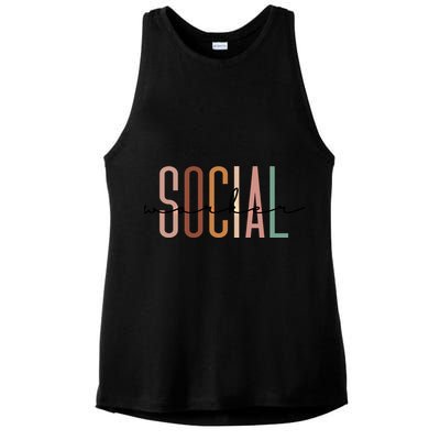 Social Worker Social Work Life Coworker Gift Ladies PosiCharge Tri-Blend Wicking Tank