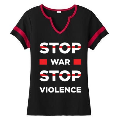 Stop War Stop Violence Ladies Halftime Notch Neck Tee