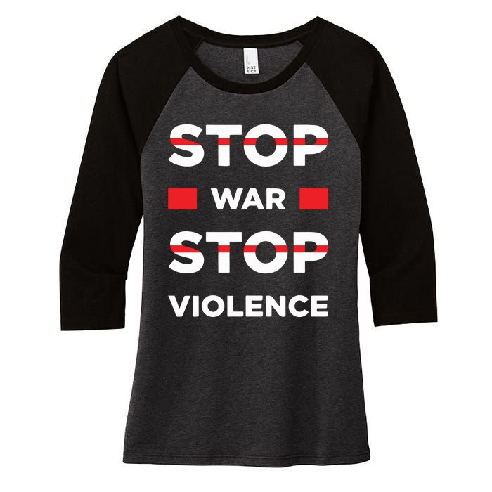 Stop War Stop Violence Women's Tri-Blend 3/4-Sleeve Raglan Shirt