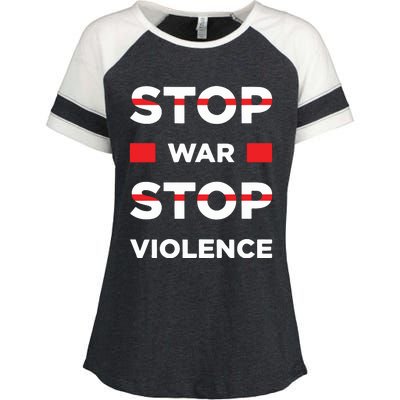 Stop War Stop Violence Enza Ladies Jersey Colorblock Tee