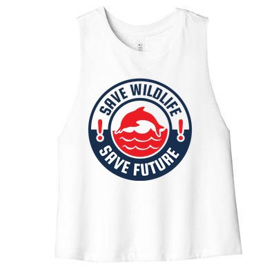 Save Wildlife Save Future Women's Racerback Cropped Tank