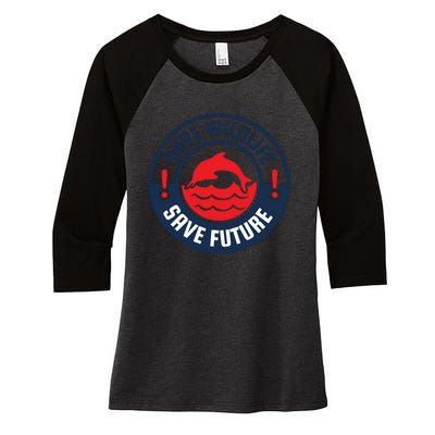 Save Wildlife Save Future Women's Tri-Blend 3/4-Sleeve Raglan Shirt