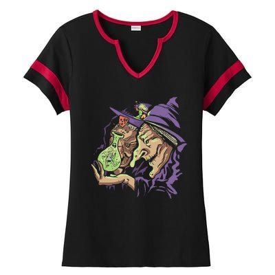 Scary Witch Ladies Halftime Notch Neck Tee