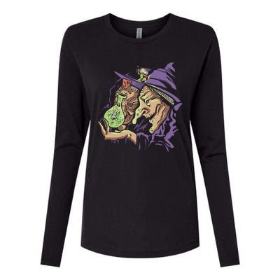 Scary Witch Womens Cotton Relaxed Long Sleeve T-Shirt