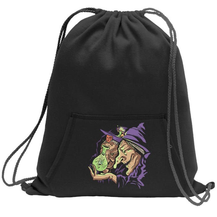 Scary Witch Sweatshirt Cinch Pack Bag