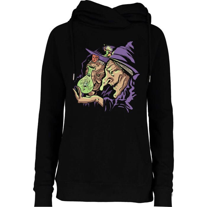 Scary Witch Womens Funnel Neck Pullover Hood