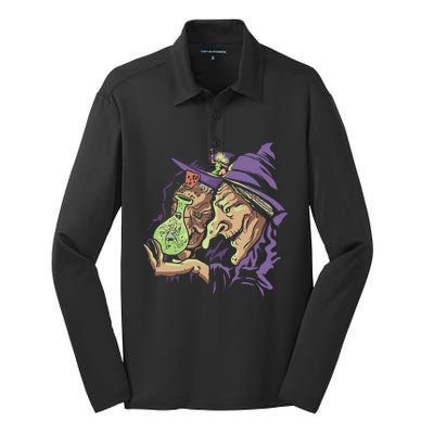 Scary Witch Silk Touch Performance Long Sleeve Polo