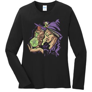 Scary Witch Ladies Long Sleeve Shirt