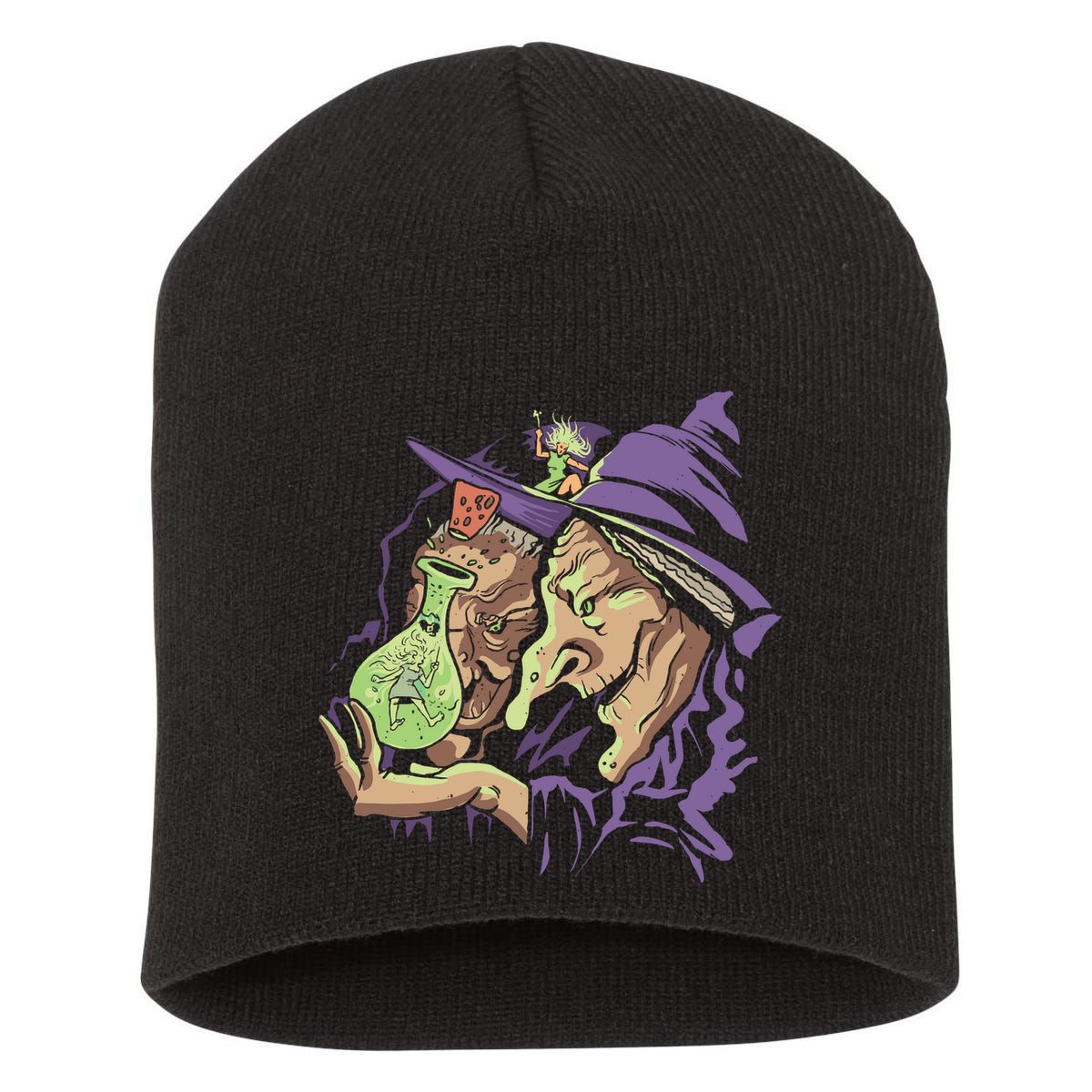 Scary Witch Short Acrylic Beanie