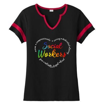 Social Worker Social Work Caseworker Public Servant Themed Ladies Halftime Notch Neck Tee