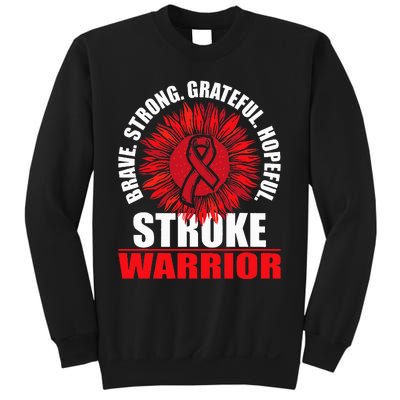 Stroke Warrior  Stroke Survivor Red Awareness Ribbon Sweatshirt