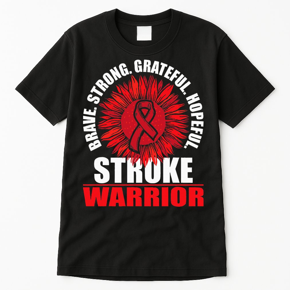 Stroke Warrior  Stroke Survivor Red Awareness Ribbon Tall T-Shirt