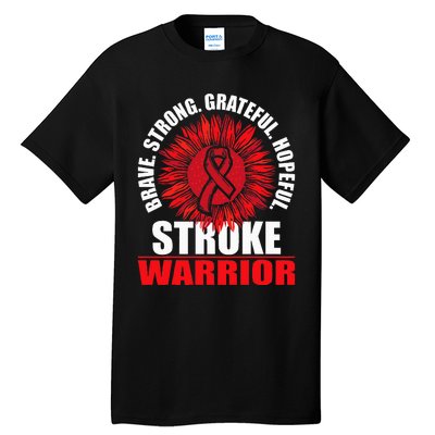 Stroke Warrior  Stroke Survivor Red Awareness Ribbon Tall T-Shirt