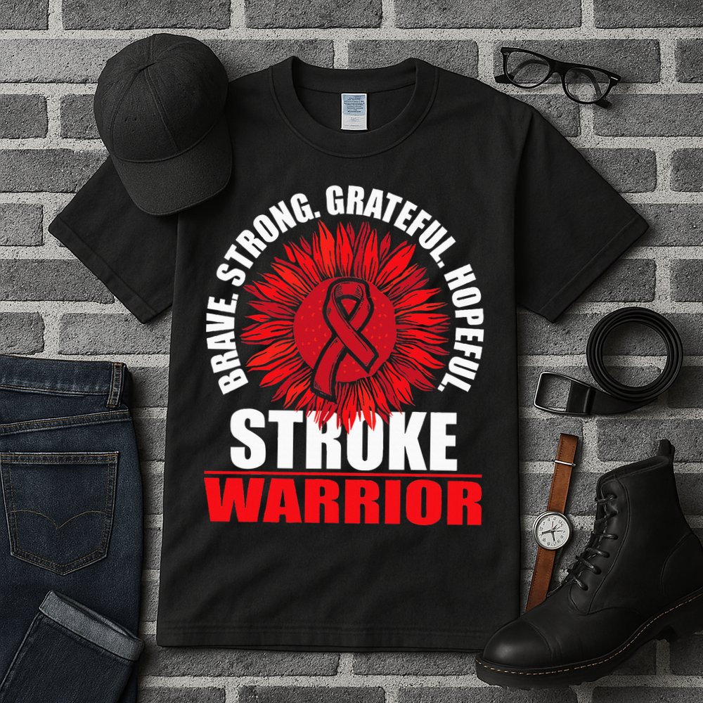 Stroke Warrior  Stroke Survivor Red Awareness Ribbon Tall T-Shirt