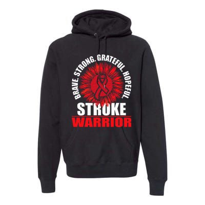 Stroke Warrior  Stroke Survivor Red Awareness Ribbon Premium Hoodie