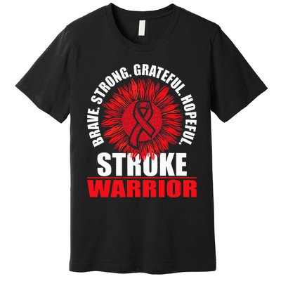 Stroke Warrior  Stroke Survivor Red Awareness Ribbon Premium T-Shirt