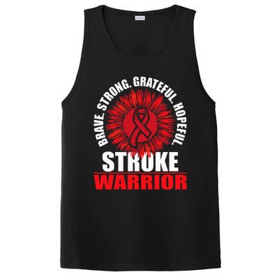 Stroke Warrior  Stroke Survivor Red Awareness Ribbon PosiCharge Competitor Tank