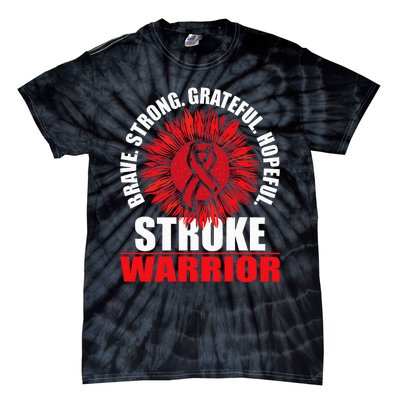 Stroke Warrior  Stroke Survivor Red Awareness Ribbon Tie-Dye T-Shirt