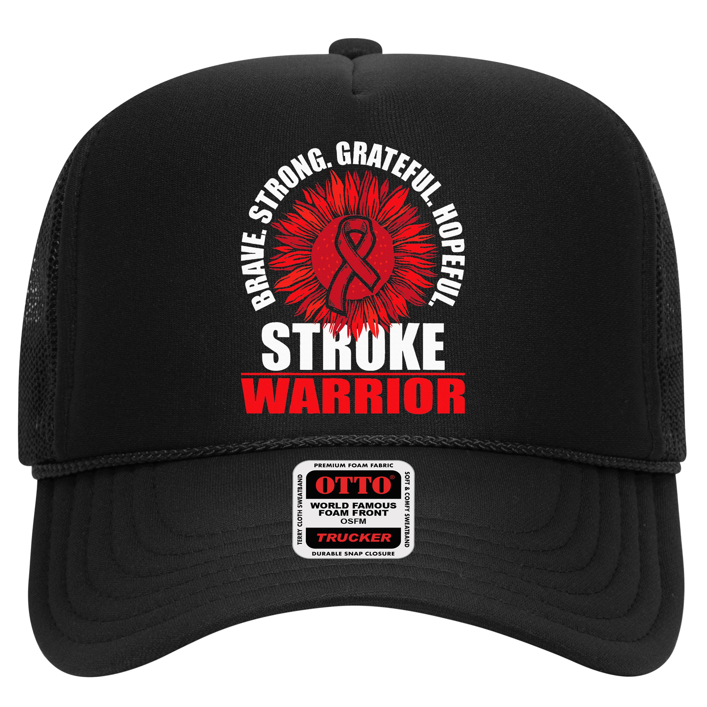 Stroke Warrior  Stroke Survivor Red Awareness Ribbon Hat