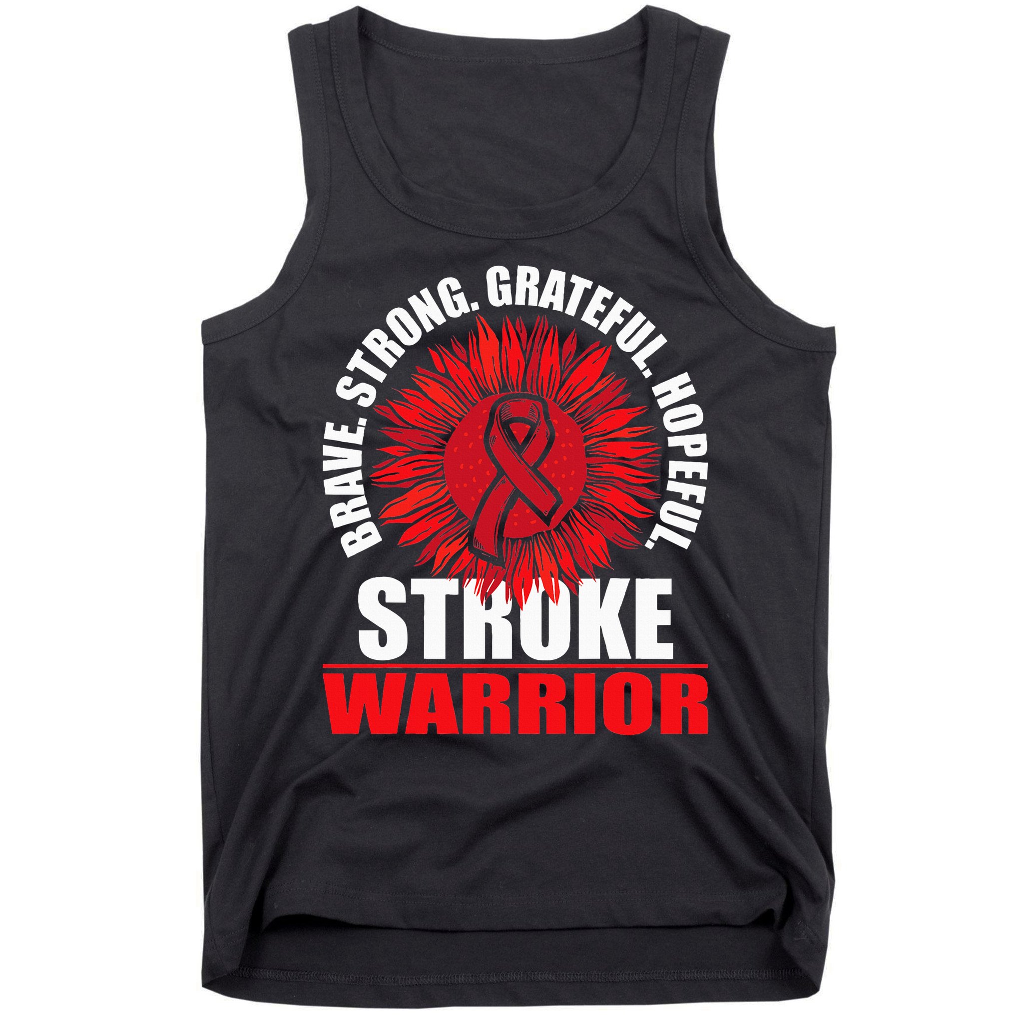 Stroke Warrior  Stroke Survivor Red Awareness Ribbon Tank Top