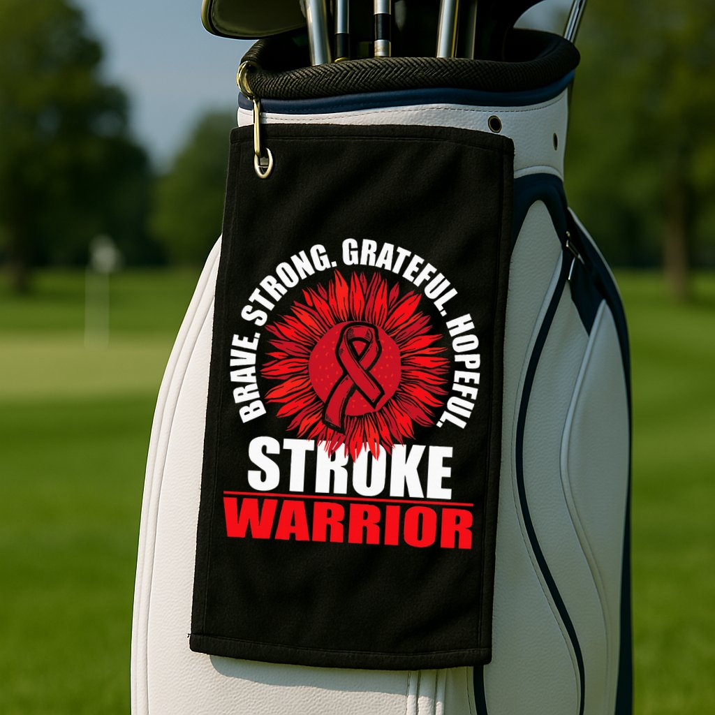 Stroke Warrior  Stroke Survivor Red Awareness Ribbon Golf Towel