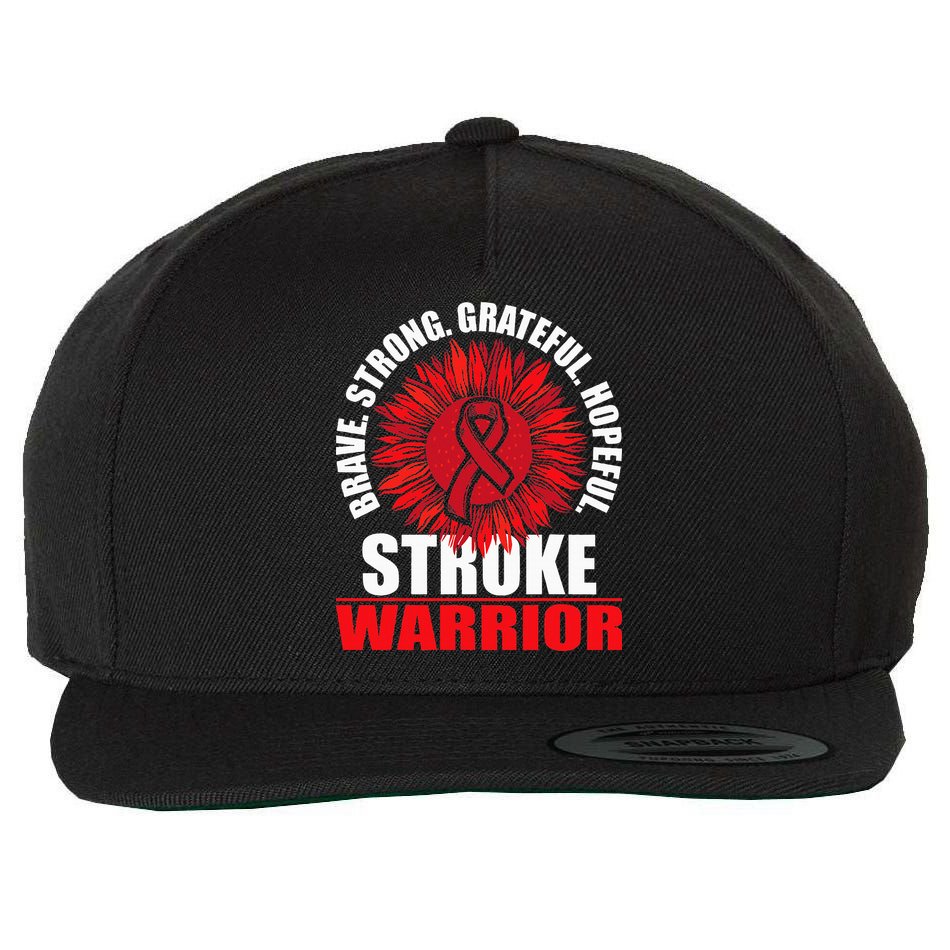 Stroke Warrior  Stroke Survivor Red Awareness Ribbon Wool Snapback Cap