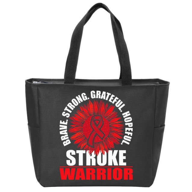 Stroke Warrior  Stroke Survivor Red Awareness Ribbon Zip Tote Bag