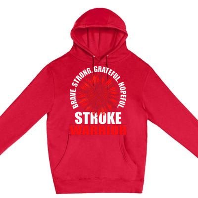 Stroke Warrior  Stroke Survivor Red Awareness Ribbon Premium Pullover Hoodie