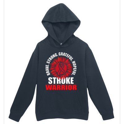 Stroke Warrior  Stroke Survivor Red Awareness Ribbon Urban Pullover Hoodie