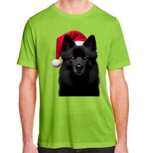 Schipperke With Santa Hat Christmas Dog Owner Lover Xmas Mom Gift Adult ChromaSoft Performance T-Shirt