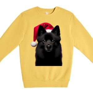 Schipperke With Santa Hat Christmas Dog Owner Lover Xmas Mom Gift Premium Crewneck Sweatshirt