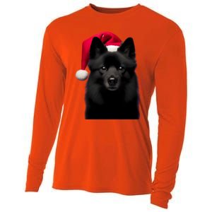 Schipperke With Santa Hat Christmas Dog Owner Lover Xmas Mom Gift Cooling Performance Long Sleeve Crew